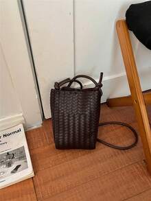 Korean Style Chic Woven Pattern Phone Bag For Women 2026 Fashion Versatile Mini Small Bag Premium Shoulder Crossbody Bag - Coffee - View 7