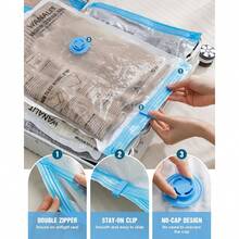 4 piezas Bolsas de compresión al vacío para viajes (con bomba manual) Bolsas selladas al vacío para ahorrar espacio para ropa, bolsas de almacenamiento de compresión portátiles, esencial de viaje, ajuste perfecto para varias maletas y mochilas, artículo para ahorrar espacio para vacaciones y viajes de negocios - Multicolor - Ver 11