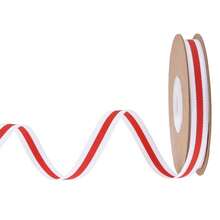 10 Yards Red White Striped Satin Ribbon, 1cm Stitched Edge Decorative Ribbon For Christmas Present Wrapping, Holiday Tree Decor, DIY Crafts - View 7