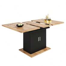 Telescopic Dining Table (140*70cm), Extendable Dining Table With Storage Shelf, Space-Saving Kitchen Table, Dining Table With Three Shelves, Extendable Dining Table Kitchen And Living Room, Natura - 1 - View 10