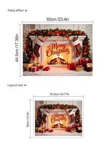 mama look 1pc/2pcs, Multi-Style, Christmas Decoration Wall Sticker Creative Realistic Fireplace, PVC Self-Adhesive Removable, Suitable For Bedroom, Living Room, Kitchen, Dining Room, Entryway Wall Decoration, Beautify Wall And Conceal Imperfections - Multiple Styles - View 7