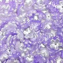 120pcs Multicolor Pearl Luster Five‑Petal Flower Acrylic Center Hole Loose Beads For DIY Bracelets, Phone Charms, Keychains Handmade Craft Supplies - Multicolor - View 10