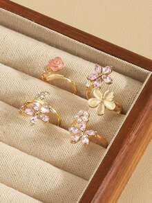 Floral Ring Set, Fresh & Chic European And American Style, Fashionable Street Style Vibe, Summer Dopamine Boost - Multicolor - View 6