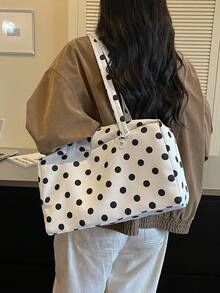 大容量托特包 素色尼龍肩背包 女款休閒旅行手提包 - 彩色 - 查看 6