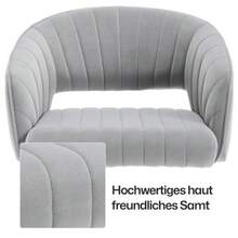 HengMing Home Office Desk Chair With Velvet Upholstery, Decorative Armchair With Armrests, 1 Piece - Light Grey - View 8
