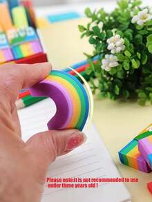 12pcs Multicolor Rainbow 2B Creative Erasers, Soft PVC Sandwich Erasers, Low Dust Correction Erasers. Cute Cartoon Stationery, Suitable For Student Writing, Drawing Correction, Homework Erasure, Classroom Use, And As Children's Reward Gifts. High Cost-Performance, Fashionable And Erasers, Ideal Choice For School Daily Supplies. - Multicolor - View 4