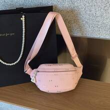 1pc Zipper Closure Cartoon Teenager Waist Bag Nylon Girl Crossbody Small Waist Bag Star Pattern - A - View 13
