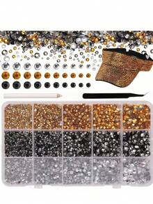 6500pcs Pink Resin Rhinestones 15-Grid For Crafts, Flat Back Resin Rhinestones For Dazzling Gemstone Flat Back Jewelry Suitable For DIY Mugs, Glass Cups, Bottles, Clothing, Shoes, Art - 5 Colors 15 Grids - View 16