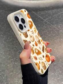 1pc Personalized Halloween Autumn Drink Pumpkin Dessert Aesthetic Pattern White Liquid Straight Edge Phone Case Compatible With IPhone 16/16Pro/16Plus/15/15ProMax/15Pro/11/12/13/14ProMax/11Pro/11ProMax/12Pro/12ProMax/13Pro/13ProMax/14Pro/14ProMax Soft Shell Premium Creative - Multicolor - View 3