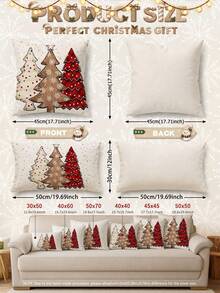 4 pièces, Père Noël, Sapin de Noël, Renne, Bonhomme de neige, Flocon de neige, Noël, Joyeux Noël, Décoration de Noël, Cadeau de Noël, Fermeture éclair cachée, Sans rembourrage, Convient pour la décoration de la maison, Décoration du salon, Taie d'oreiller, Housse de coussin, Housse d'oreiller, Coussin décoratif de canapé, Housse de tapis, Coussin moelleux - Multicolore - Voir 3
