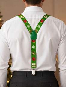 1 Set Men's Christmas Ball Suspenders & Bow Tie Set, Suitable For Christmas Holiday Use - Multicolor - View 3