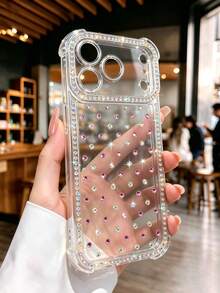 Bling AB Rhinestone Transparent Phone Case Compatible With IPhone 18 Pro Max/18 Pro, 17 Pro Max, 16 Pro Max, 15 Pro Max, 14 Pro Max, 13 Pro Max, 12 Pro Max, 11 Pro Max, 16 Plus, 15 Plus, 14 Plus, 17, 17 Pro, 17 Air, 16, 16 Pro, 16E, 15, 15 Pro, 14, 14 Pro, 13, 13 Pro, 12, 12 Pro, 11, 11 Pro Series, Glitter Rhinestone Starry Shiny Transparent Shockproof Phone Case - Clear - View 2