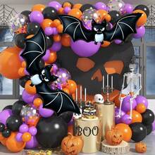 Halloween Bat Foil Balloon Set, Featuring Black Mysterious Bat Pattern Design, Adding A Touch Of Excitement And Fun To Your Holiday Decor, Perfect For Halloween Party Decoration, Atmosphere Creation And Theme Celebration, Suitable For Christmas And Halloween - Bat - View 5