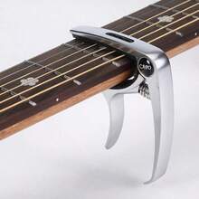 Guitar Capo, Ergonomic Design For Comfortable Grip, Spring Structure For Smooth Operation, Secure Clamping Without Damaging Strings, Includes String Winder Function - Silver - View 2