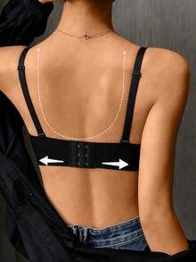 Women's Seamless Bra, Strong Push-Up, Wire-Free Push-Up Bra, Designed For Small Breasts, Makes Breasts Look More Compact Wireless, Back Button Design, Comfortable To Wear, Seamless Anti-Sagging Bra - Black - View 3