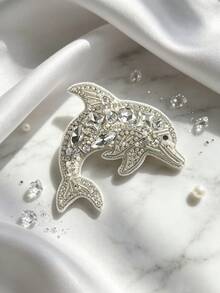 1pc Elegant Luxury Handmade Rhinestone Turtle Brooch, Dolphin Brooch, Jellyfish Brooch, Can Be Matched With Suit, Coat, Denim Jacket, Sweater And Other Occasions - Multicolor - View 3