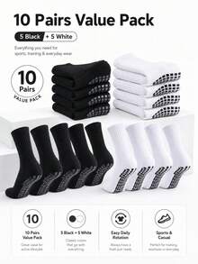 6 Pairs/10 Pairs Men's Non-Slip Rubber Sole Football Socks, Sports Socks - Multicolor - View 8