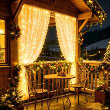 Twinkling Warm White Curtain Fairy Lights, Battery‑Operated Hanging LED Lamp, Equipped With Battery Box(Batteries Not Included), For Window, Wedding & Xmas Decor - White - View 4