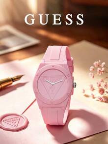 GUESS U0979L5 Women's Pastel Sport Watch, All-Pink Monochromatic Design, Embossed Logo Dial, Soft Silicone Strap, Casual Everyday Women's Watch - Pink - View 19
