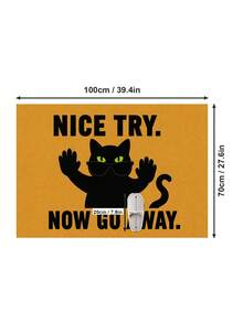 1件幽默黑貓門墊，Nice Try Now Go Away，卡通小貓戴時尚眼鏡，傲嬌態度語錄地毯，長方形玄關臥室門墊，諷刺幽默前門公寓裝飾，貓媽入宅禮物 - 彩色 - 查看 10