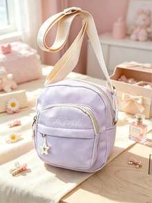 Sweet Girl Mini Crossbody Bag, Soft Color Nylon Mini Shoulder Bag With Star Pendant, Lightweight Multi-Pocket Phone Crossbody Bag, Suitable For Daily Outings, School And Shopping - Multicolor - View 11
