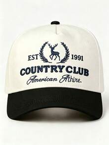 1pc Men Hat 'Deer Wreath Badge' Embroidered Fitted Hat , Adjustable Hat, Perfect For Parties, Get-Togethers, Running, And Sun Protection - Multicolor - View 15