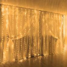 Twinkling Warm White Curtain Fairy Lights, Battery‑Operated Hanging LED Lamp, Equipped With Battery Box(Batteries Not Included), For Window, Wedding & Xmas Decor - White - View 6