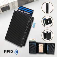 1PC Men's Casual Fashion 3-Fold Automatic Pop-Up Card Holder, Anti-Theft RFID Carbon Fiber Texture Anti-Demagnetization Card Sleeve, Pop-Up Aluminum Alloy Multi-Function (Gift For Father, Mother, Teacher, Couple, Must-Have Gift, Christmas, Halloween Gift) - A - View 12