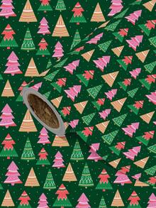 1 Roll Of Christmas Gift Wrapping Paper With Colorful Christmas Tree Patterns;Perfect For Christmas Gift Wrapping,Decorating For Christmas Parties,Home Festive Decoration,DIY Craft,Festive Favour Wrapping 1 Roll Size: 43 Cm X 300 Cm. - A - View 1
