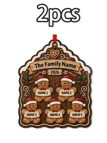 Custom Gingerbread Family Christmas Ornament, Personalized 2-5 Names Holiday Tree Decor, Festive Gingerbread House Style, Customized Family Keepsake, Customizable Name Hanging Ornament, Christmas Home Decor, Holiday Gift 2026, Christmas Decorations - Style D - View 12