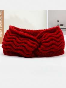 1PC New Fashion Thermal Lined Solid Color Warm Ear-Protective Wide Band Knitted Acrylic Headband Hair Accessory For Autumn/Winter Sports - As Shown - View 15
