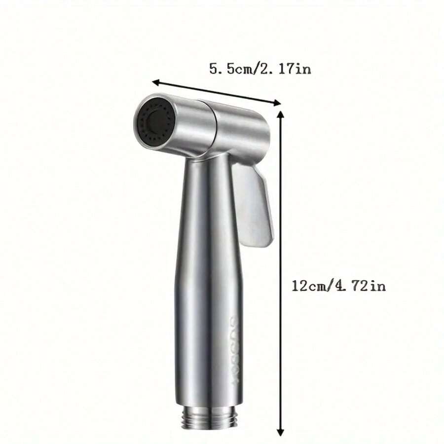 1 Set Toilet Handheld Cleaning Spray Gun Nozzle Kit, Toilet Bidet Sprayer With Self-Cleaning Shower Head, 59 Inch Extension Hose And Dual Control Angle Valve