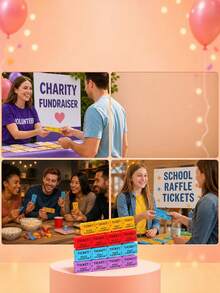 100pcs/Set Double Roll Raffle Tickets, Suitable For Events, Carnivals, Ticket Prizes, Games, Celebrations, Drinks And Other Occasions - Multicolor - View 8
