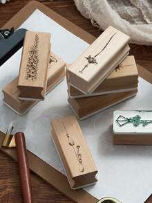 A Vintage Floral Wooden Stamp, Featuring Exquisite Flower And Plant Patterns, Perfect For Handmade DIY Scrapbooking Decorations, A Gift For Family. - Single Piece - View 5