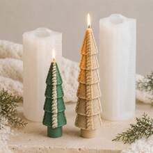 Geometric Christmas Tree Candle Mold, 3D Knitted Xmas Pine Tree Silicone Mold For DIY Scented Candle Making, Holiday Decor, Handmade Crafts And Gifts - Mold - View 4