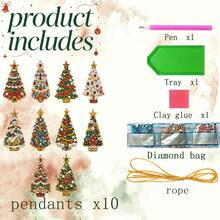 10 Pcs/Set 5D DIY Diamond Painting Christmas Decoration Set - Christmas Ornaments, Featuring A Christmas Tree Pattern, Suitable For Holiday Decoration And Handicraft Making, Christmas Decorations, Christmas Handicrafts - Christmas Tree - View 5