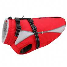 Small Dog Winter Jacket With Built-In Chest Straps, Fleece-Lined For Warmth, Reflective High Neck Design, Suitable For Cold Weather Dog Snow Clothing - Red - View 13