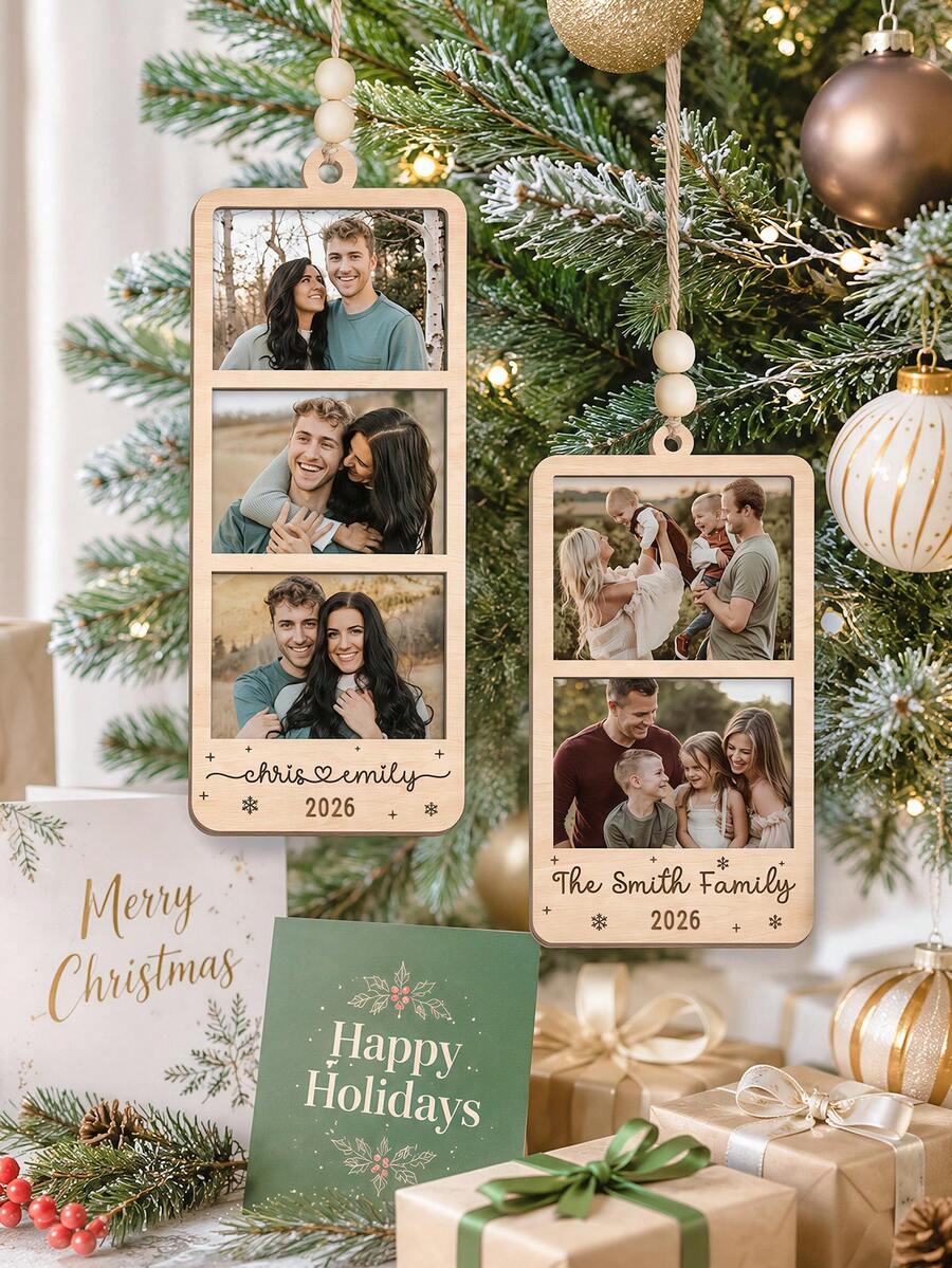 Custom Photo Frame Hanging Ornament, Personalized Photo Christmas Decoration, 2026 Wedding Anniversary Decor, Family Photo Frame Ornament, Christmas Tree Decoration, Christmas Gift - Multicolor - View 1