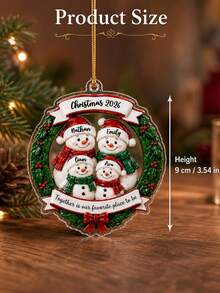 1pc Custom Name Snowman Family Ornament, Personalized Wreath 2D Acrylic Ornament 2026, Together Favorite Place Family Gift,Snowman Family Gift,Personalized Gift,Christmas Gift - Multicolor - View 9