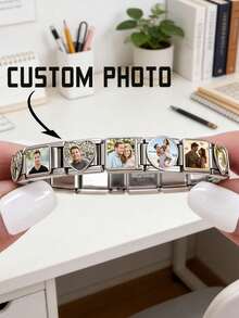 1pc Customized Italian Bracelet Bead, Without Bracelet, Personalized Colorful Photo Memory Pendant Link, DIY Gift Jewelry, Mother's Day Gift, Gift For Him, Gift For Her - Multicolor - View 3