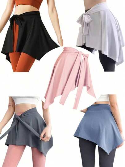 Falda/Cinturón envolvente ajustable de protección solar de secado rápido y sedosa para mujer, falda deportiva básica, equipo de fitness y yoga, falda ajustada con estampado de letras de moda, adecuada para yoga, fitness, deportes y danza en verano y otoño