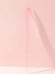 Pink Wet/Dry Dual-Use Pointed Tail Comb (1pc) - Medium Plastic Material, Fashion Glitter Design, Transparent Fine Teeth, Easy To Store; Suitable For Vanity, Bathroom And Countertop; Essential Hair Styling Tool, Suitable For Hair Salon, Beauty Salon, Back To School And Travel Vacation Use. - Multicolor - View 3