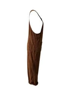 Casual Solid Color Polyester Button Jumpsuit, Daily Autumn/Winter Style - Coffee Brown - View 5