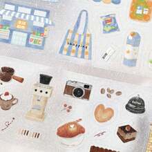 Old Lane Coffee House PET Washi Tape, Vintage Coffee Shop Shopping Elements Salt Style Planner Scrapbooking Collage Decorative Stickers - Rectangle - View 3