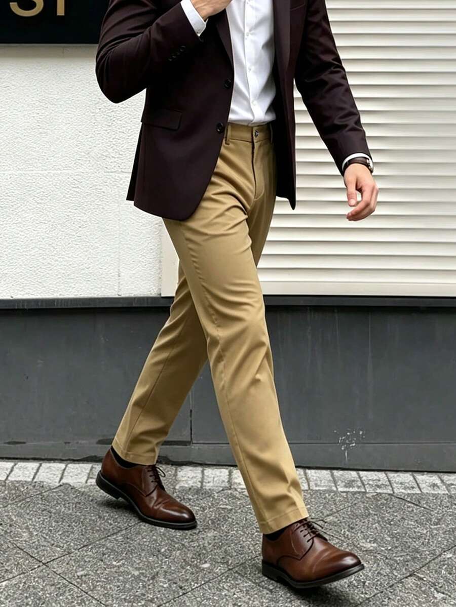 Men's Light Business Casual Dress Pants, Suitable For Daily Office, Banquet, Commute, Spring And Autumn - Khaki - View 1