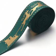 5 Yards 2.5cm Gold Foil Polyester Green Red Christmas Satin Ribbon Bows, Christmas Snowflake Christmas Tree Snowman Print Ribbon Webbing For DIY Christmas Party Decoration Gift Wrapping Bows Crafts - Christmas Collection - View 27