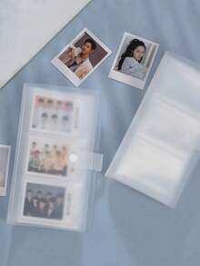 1pc Photo Album Book For Photo Storage, Postcard, Sticker, Movie Ticket, Card, Commemorative Small Card, Photo Collection, Durable And Portable Memorial Album, Suitable For Postcards And Movie Tickets, Perfect Travel Photo Album, Transparent Plastic Rectangular, Multi-Purpose Holiday Use, Valentine's Day Gift, Graduation Photo Album, Large Capacity Album That Can Hold 84/160 Photos - Transparent Plastic And Black Glue Photo Manager, Suitable For Storing Photos. - Photo Album - View 4