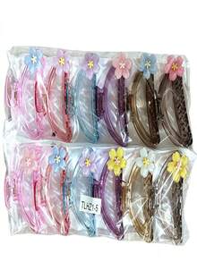 pacote com 12 piranhas de Cabelo Elegante Grande 9cm Acessório Feminino Delicado - modelo 3 - Visão 12