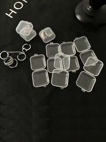2pcs/5pcs Kotak Penyimpanan Perhiasan Persegi Transparan Portabel, Kotak Penyimpanan Perhiasan Multifungsi untuk Anting, Tusuk, Kalung, Kotak Display Perhiasan dengan Penutup Anti Debu - Clear - View 6