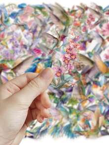 50PCS,Hummingbird Transparent Stickers,Scrapbook Supplies,Creative And Aesthetic Design Sticker,Suitable For Notebook,Journaling Supplies,Mobile Phone - 50pcs - View 6